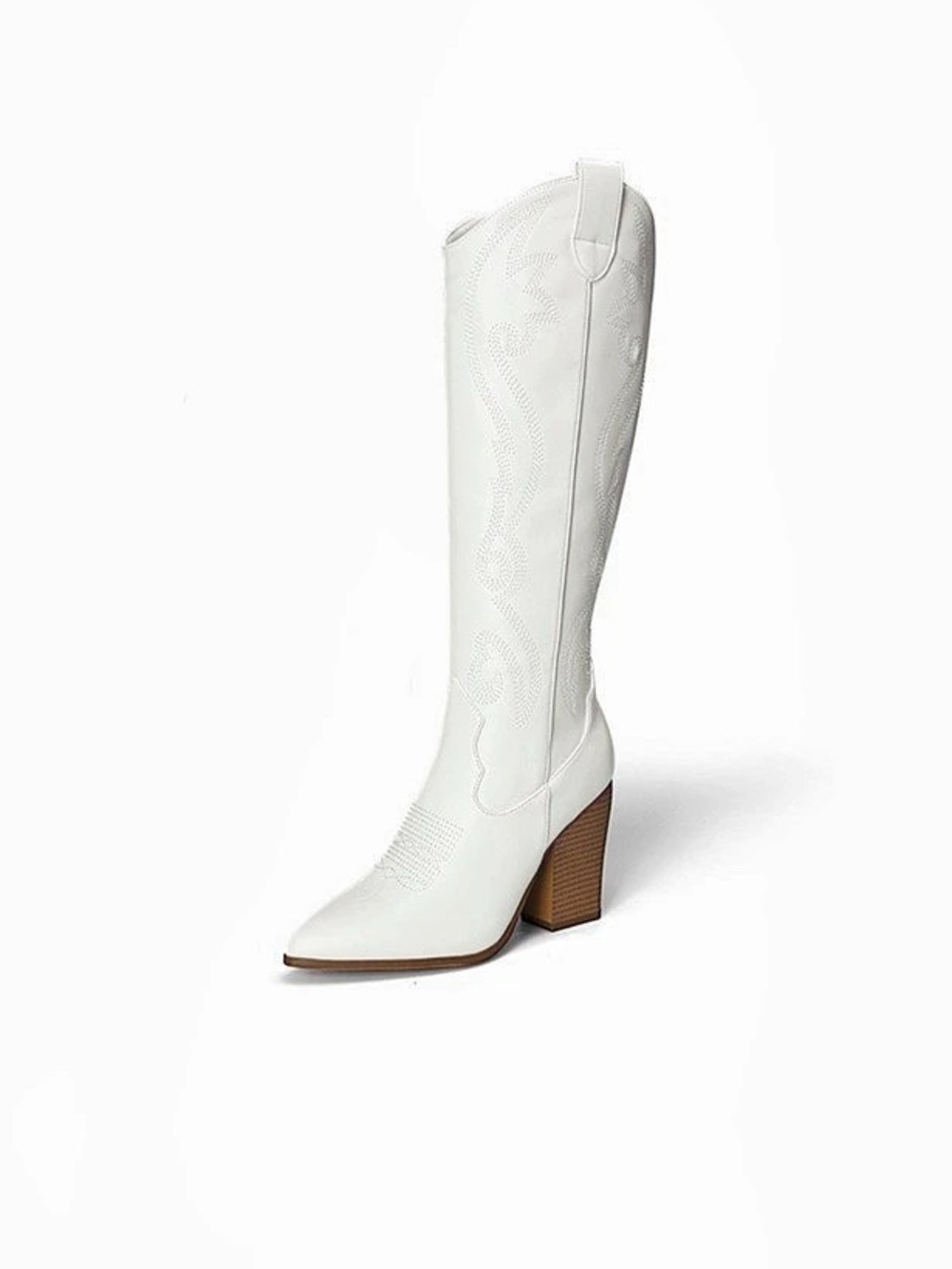 Dream Pairs White Pointed Toe Embroidered Western Cowboy Boots Size 7.5